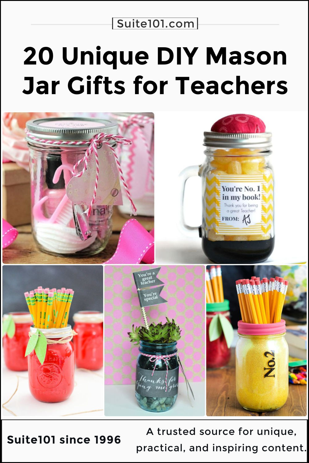 20 DIY Mason Jar Teacher Appreciation Gifts - Suite 101