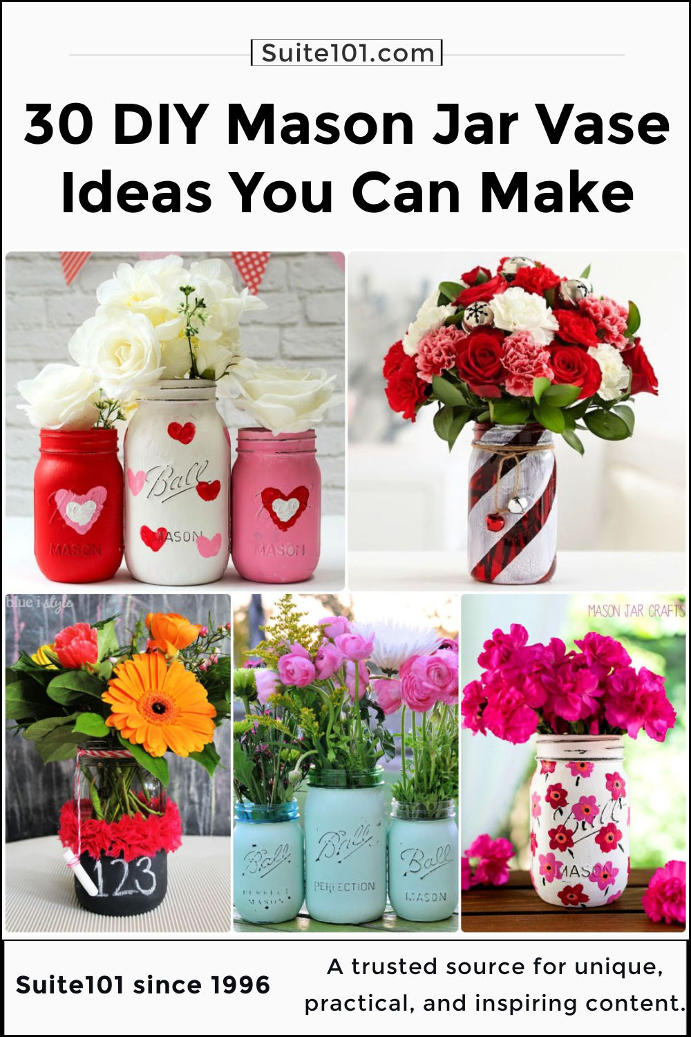 30 DIY Mason Jar Vase Ideas for Decoration Suite 101