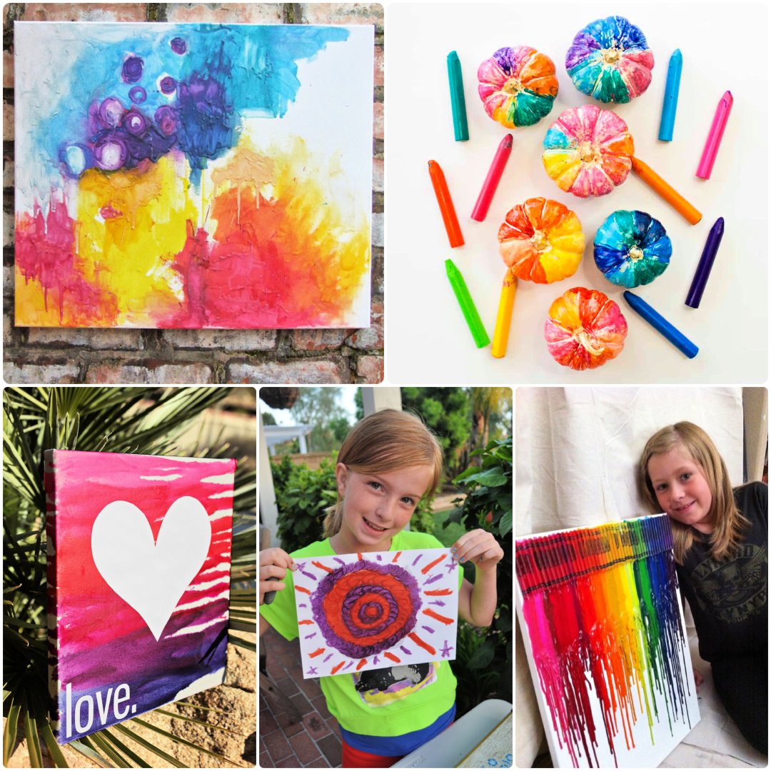 melted crayon art ideas with words