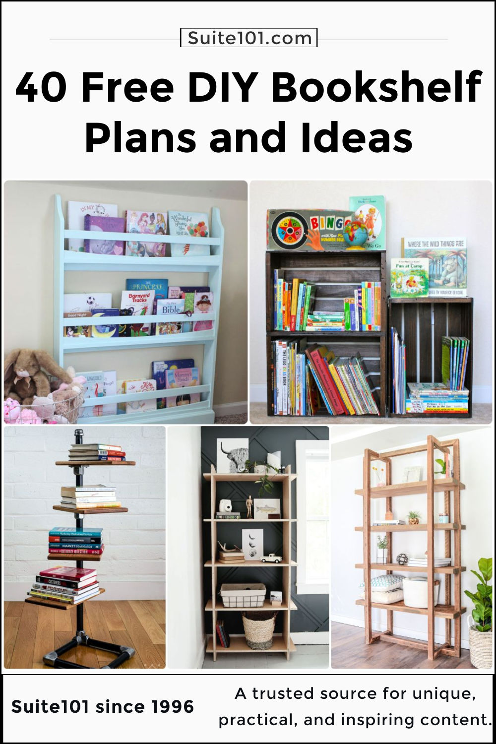 40 Free DIY Bookshelf Plans and Ideas You Can Build