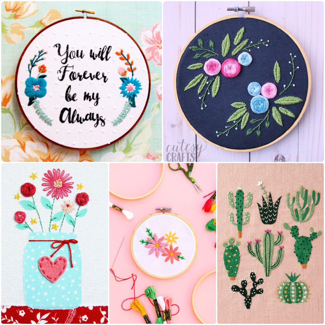 Mini Embroidery Hoops with Free Patterns - Cutesy Crafts