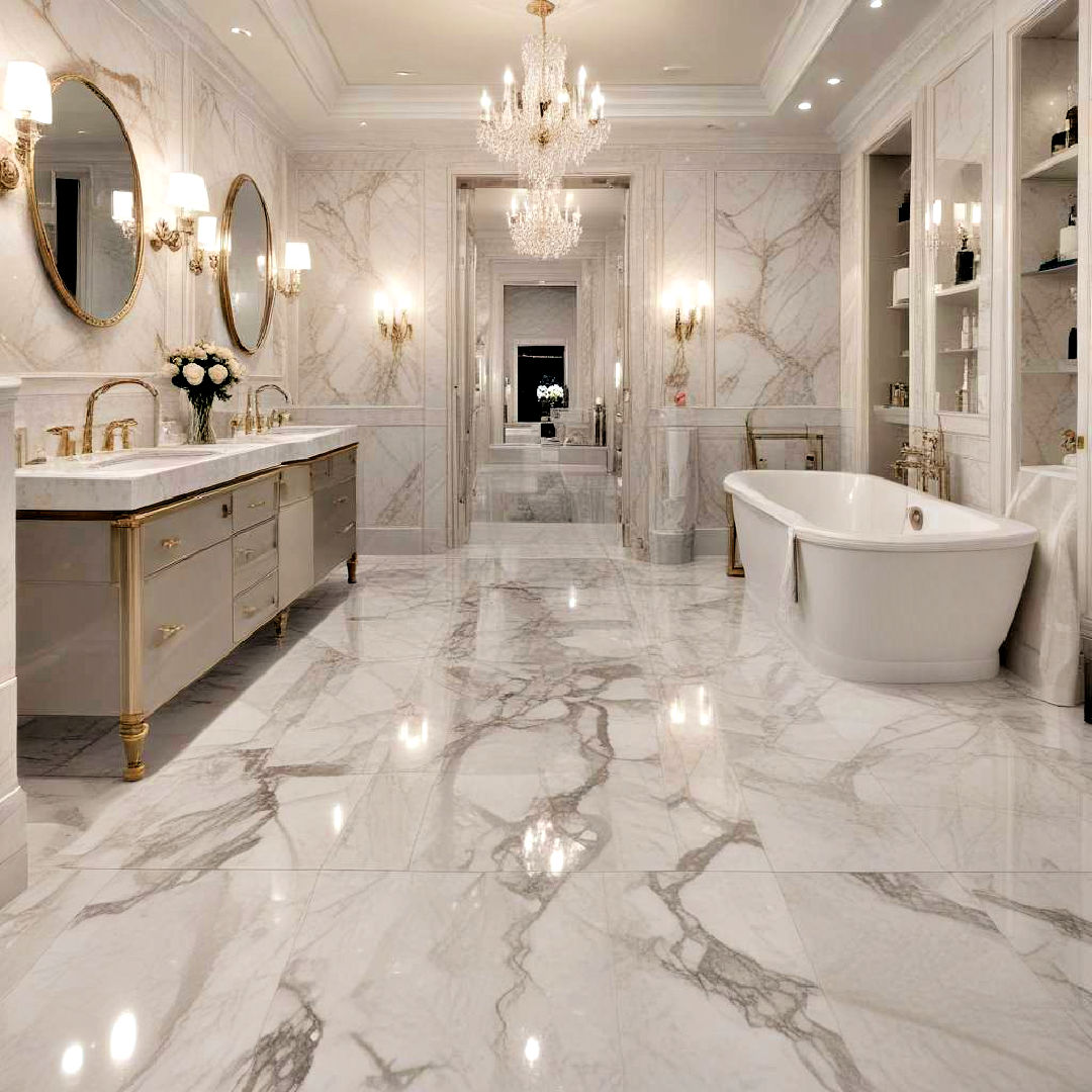 Elegant Marble Bathroom Floor for Timeless Elegance
