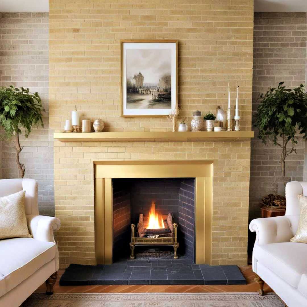 40 Painted Brick Fireplace Ideas That Make A Statement Luxury Gold Painted Brick Fireplace