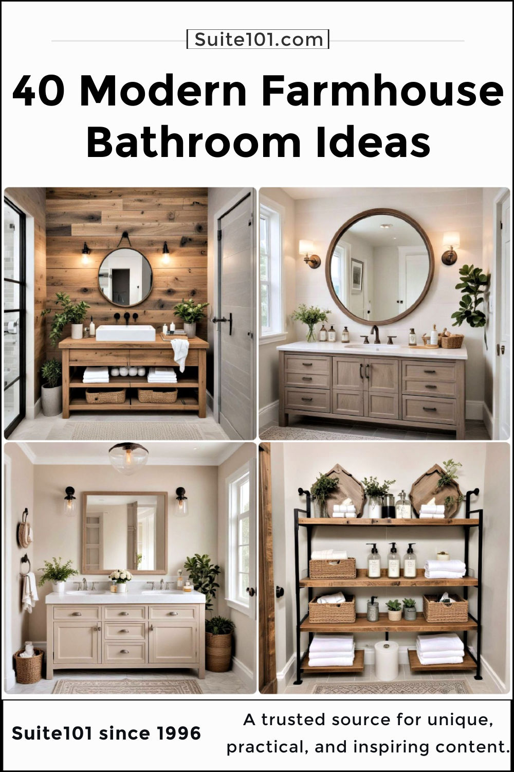 40 Modern Farmhouse Bathroom Ideas We Love - Suite 101