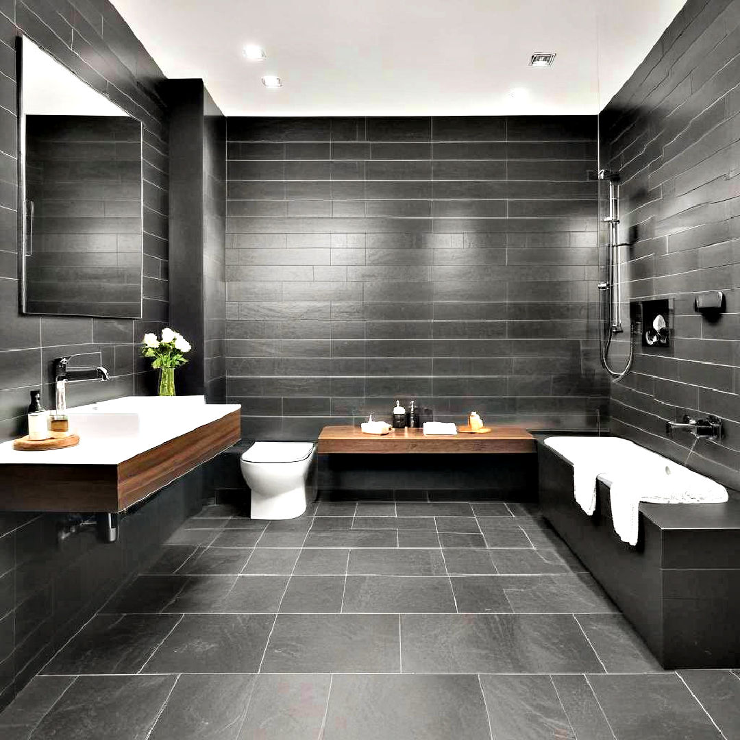 Modern Bathroom Design With Dark Tiles Sleek And Stylish Ideas Modern Bathroom Design With Dark Tiles Sleek And Stylish Ideas