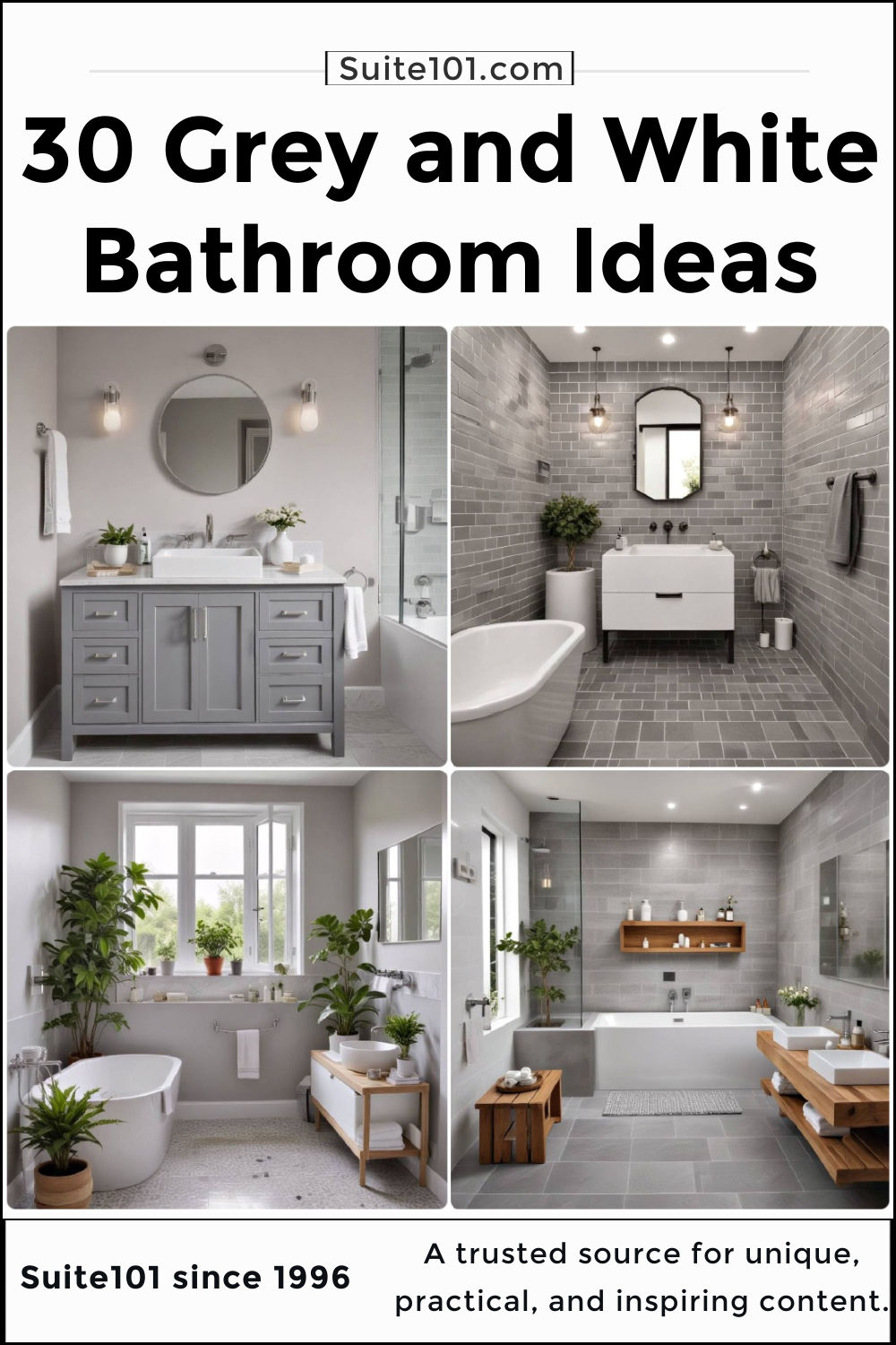 30 Grey and White Bathroom Ideas For Relaxation