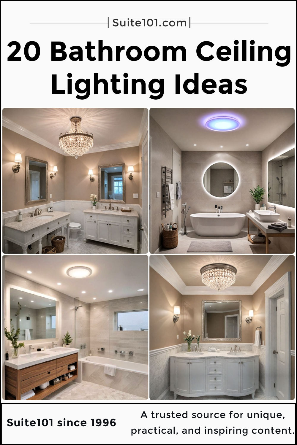 20 Bathroom Ceiling Lighting Ideas Youll Love