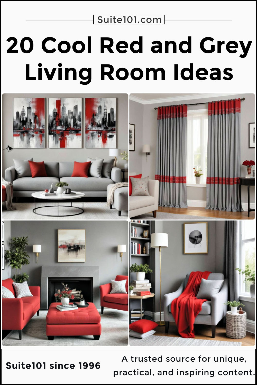 20 Red and Grey Living Room Ideas for 2024