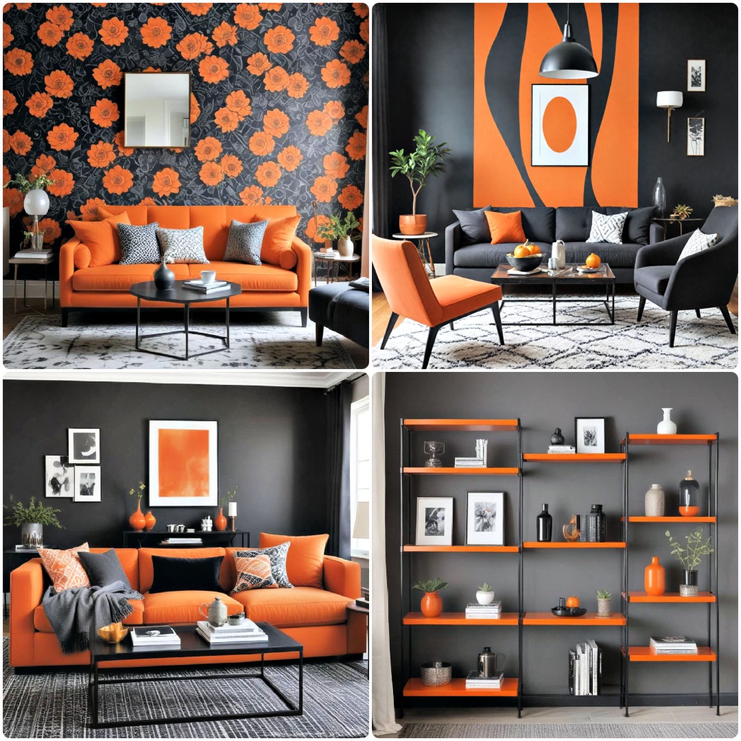 15 Black And Orange Living Room Ideas To Copy
