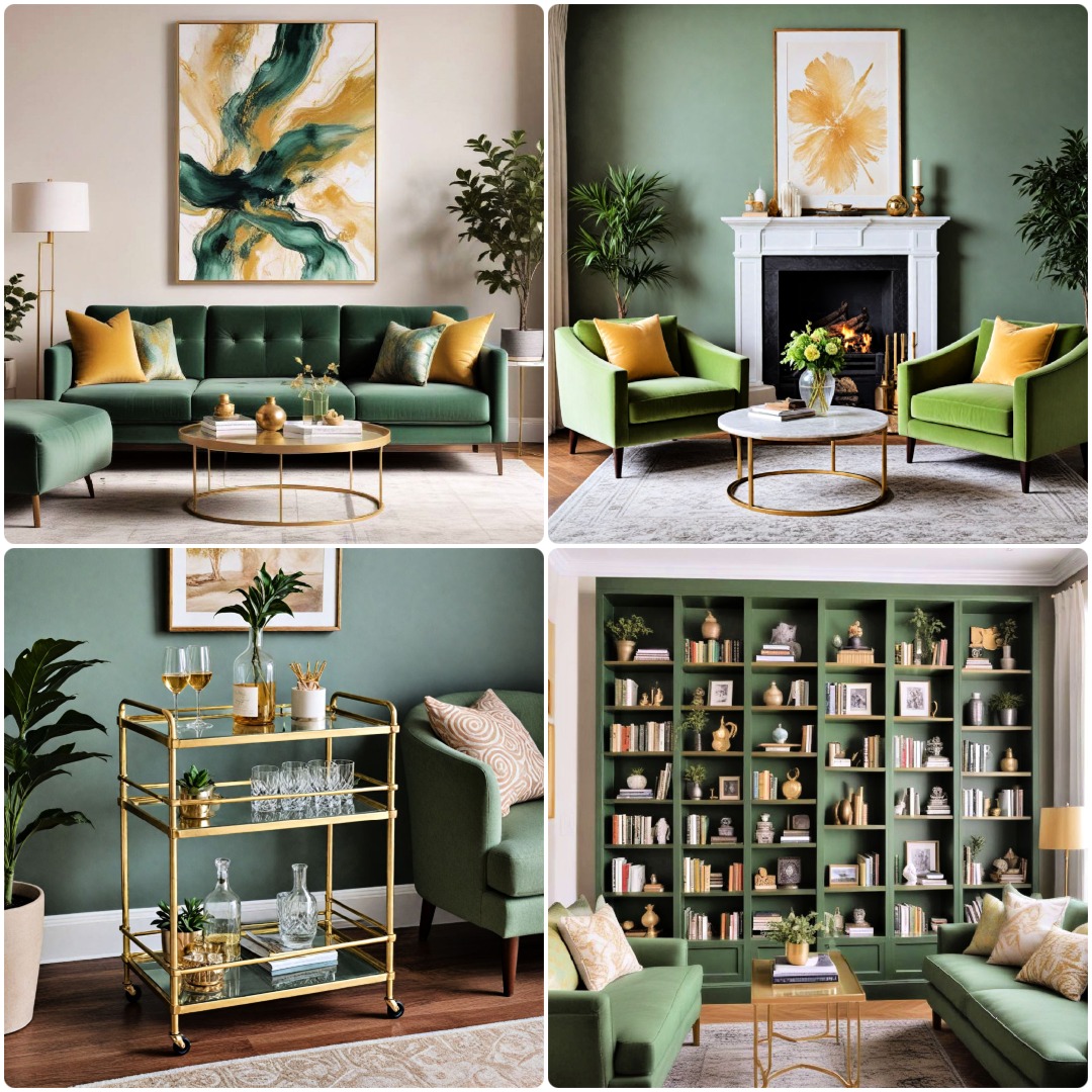 20 Green and Gold Living Room Ideas To Copy Now