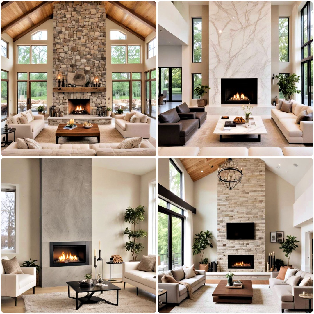 25 High Ceiling Fireplace Ideas for A Dramatic Ambiance