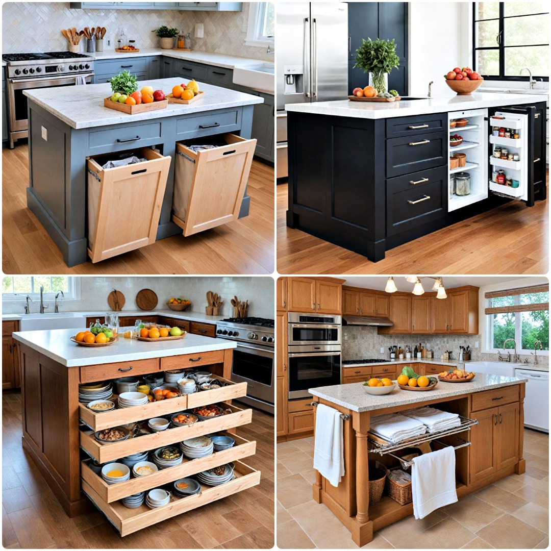 thumbnail image 2 of FDW 3-Tier Kitchen Island Cart – Brown Metal Shelf Rack, Large Storage, 47x26x38 In 2 of 5