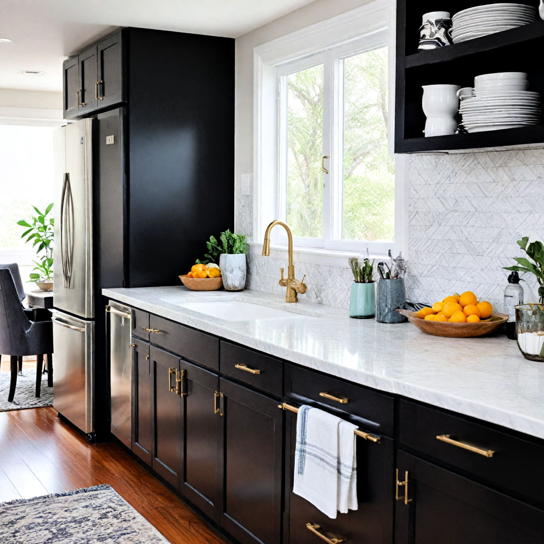 15 Black Kitchen Cabinets With White Countertops