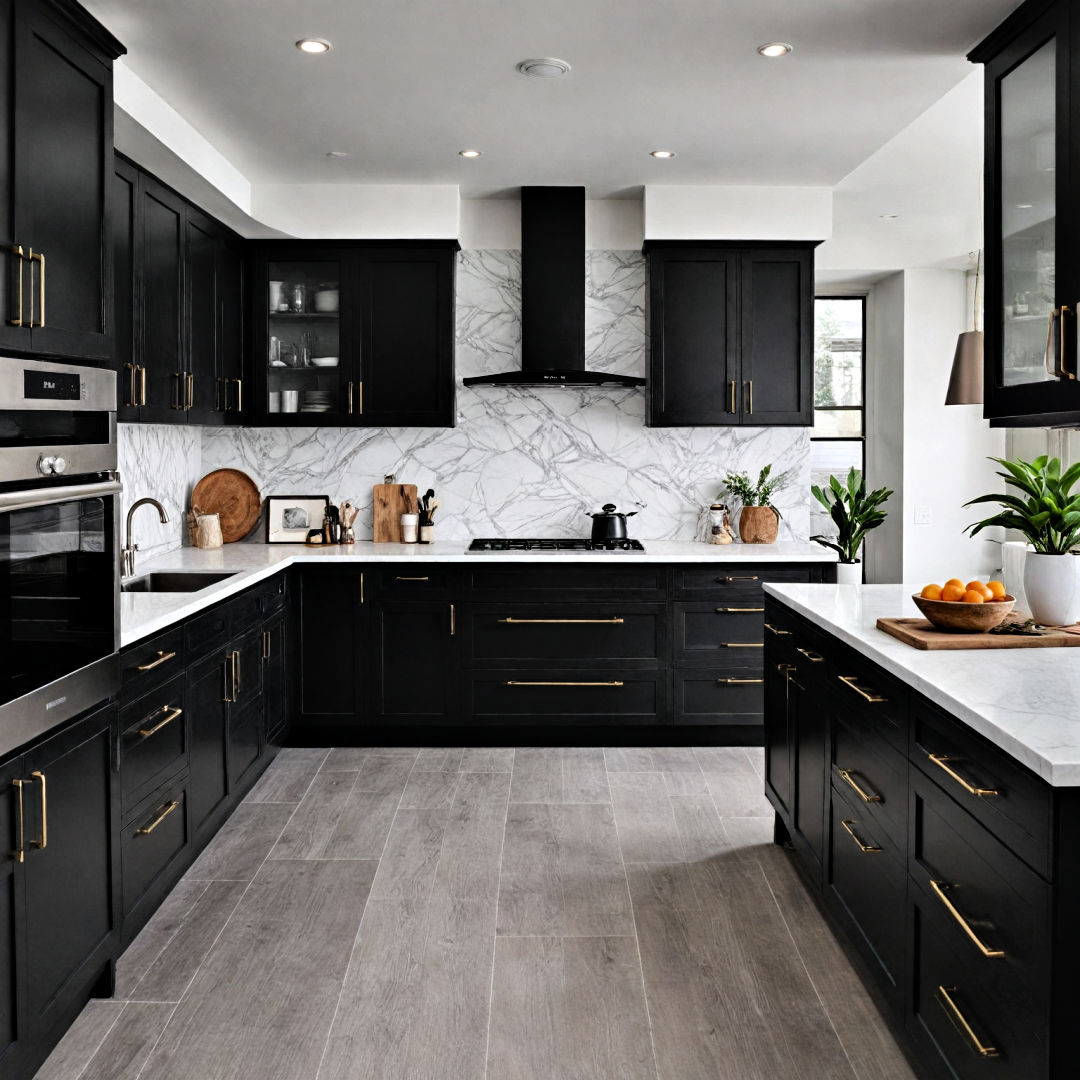 15 Black Kitchen Cabinets With White Countertops