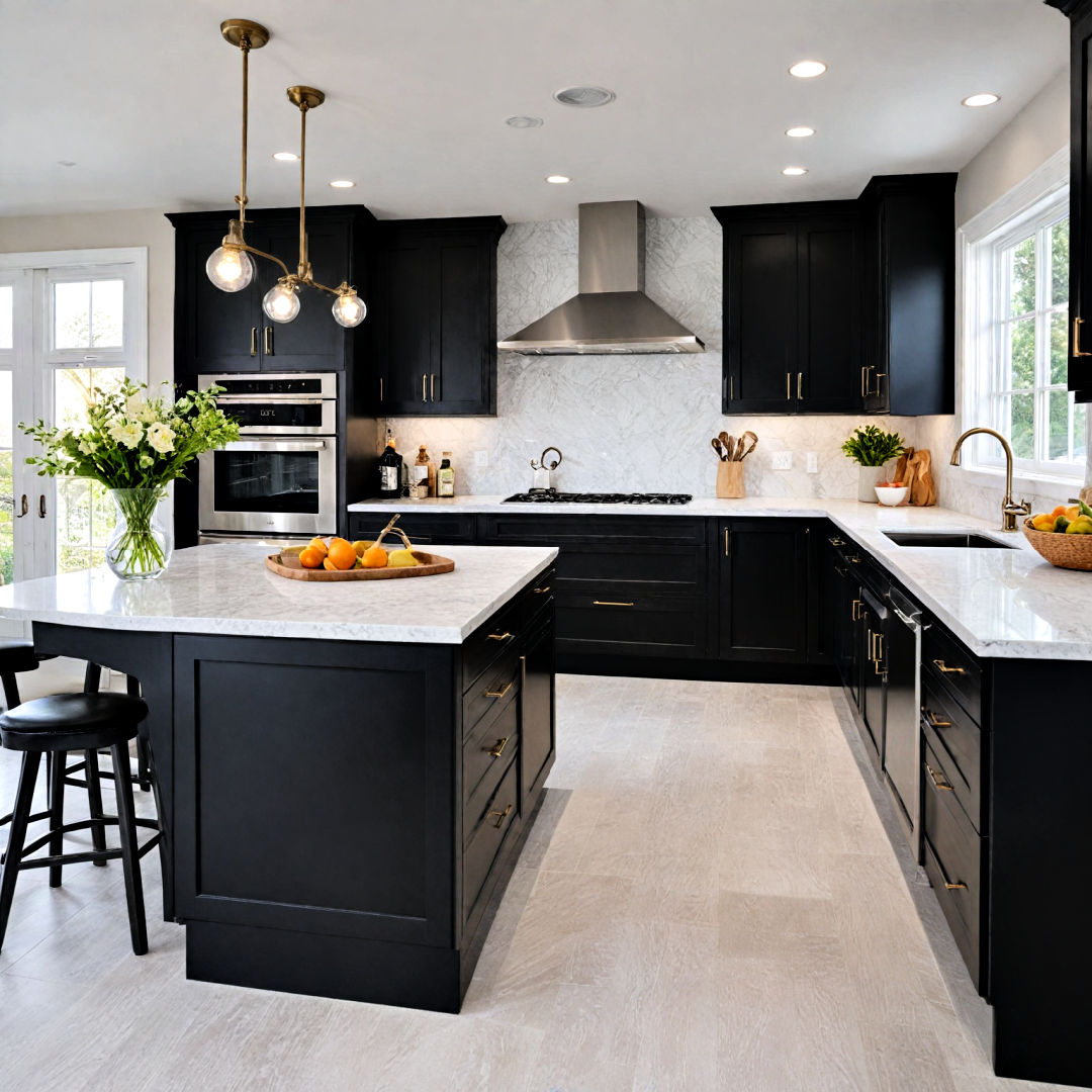15 Black Kitchen Cabinets With White Countertops