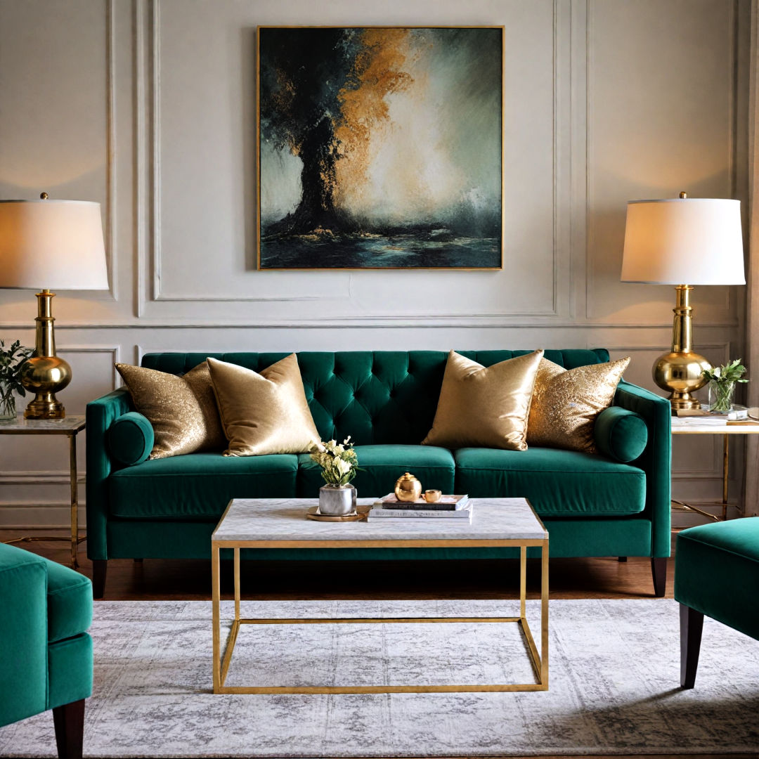Emerald Green Black And Gold Living Room