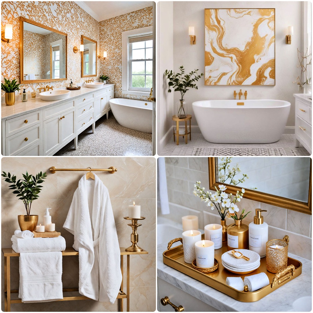 25 White and Gold Bathroom Ideas for An Elegant Look
