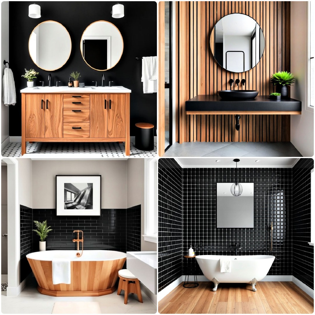 15 Black and Wood Bathroom Ideas for A Stylish Contrast