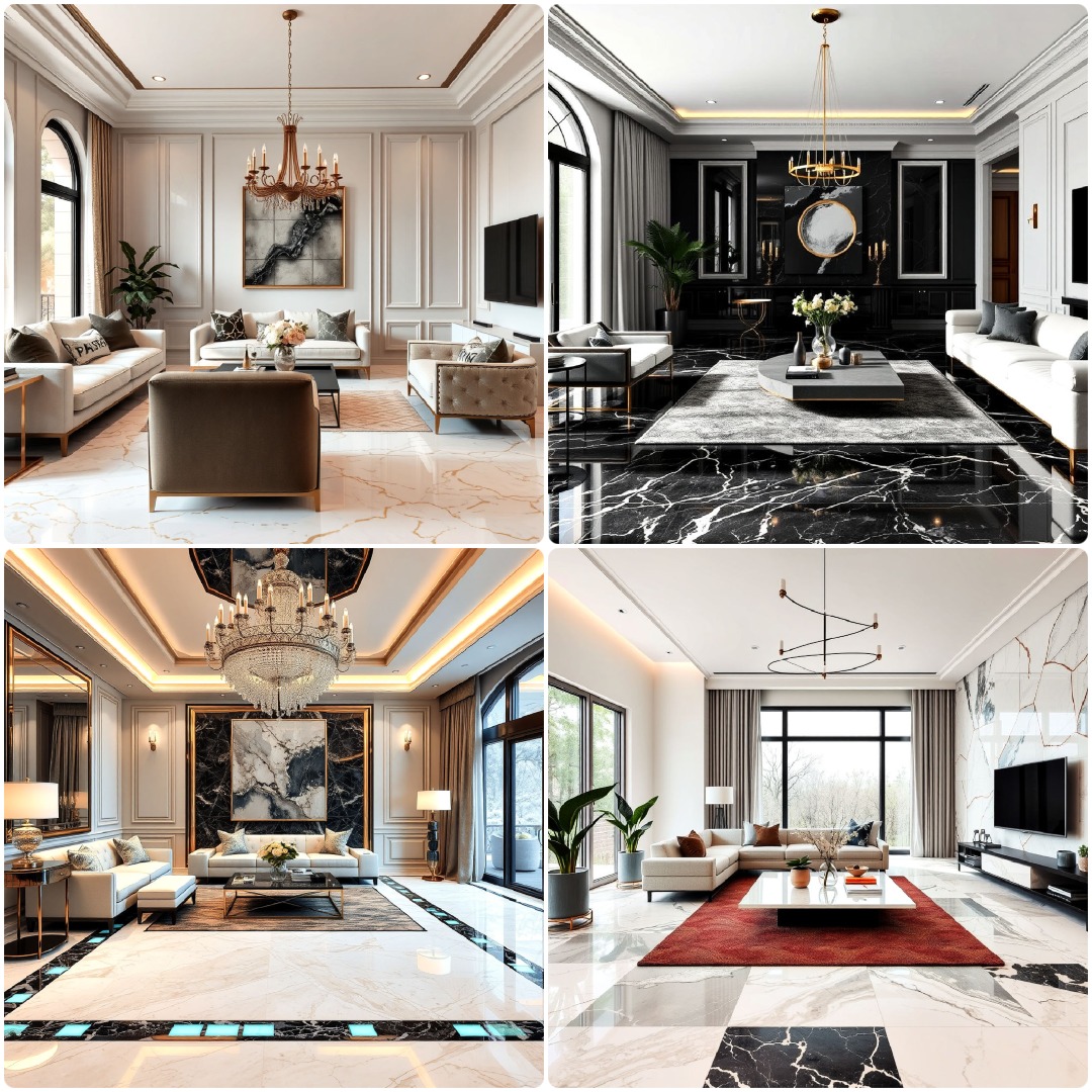 20 Marble Floor Living Room Ideas for A Luxurious Look