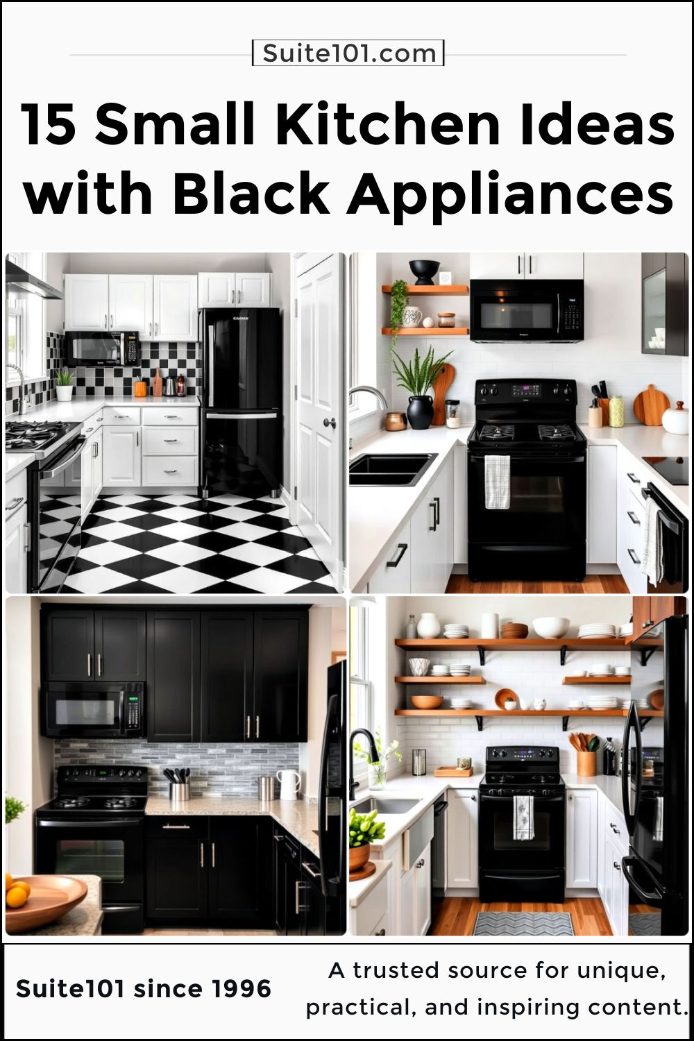 15 Small Kitchens with Black Appliances That Maximize Space