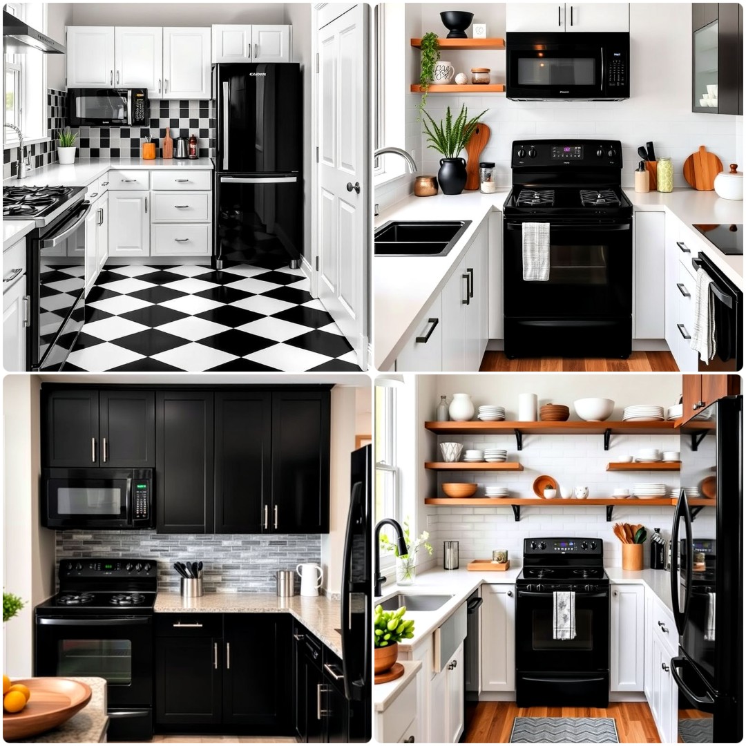 15 Small Kitchens with Black Appliances That Maximize Space
