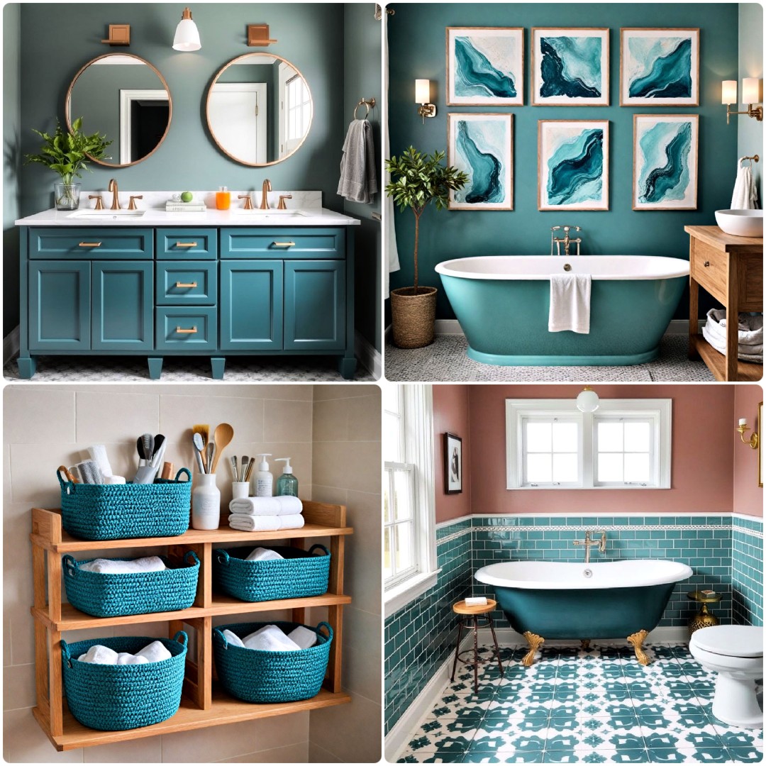 25 Teal Bathroom Ideas To Add A Pop Of Color