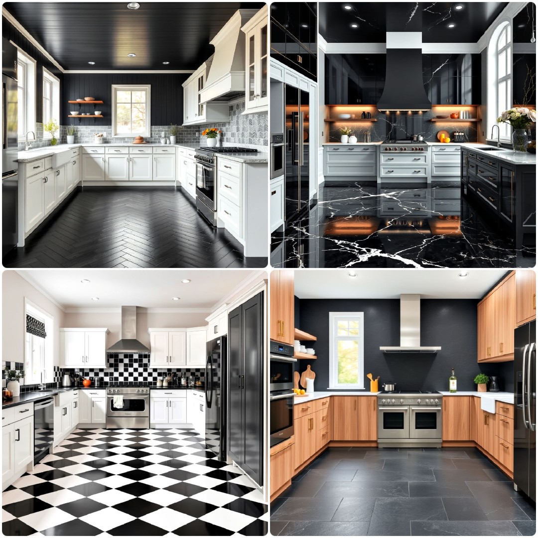 25 Black Kitchen Floor Ideas That Make a Statement